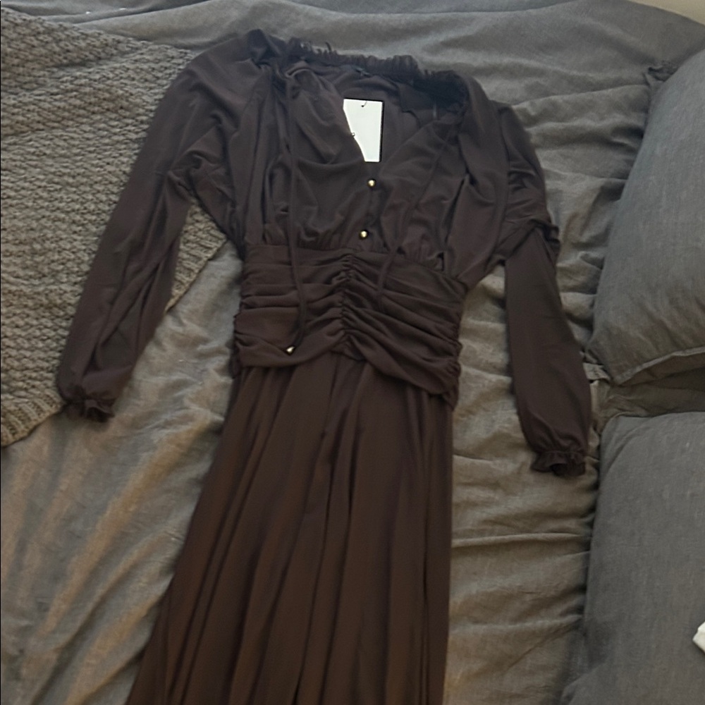 Zara Dark Brown Long Sleeve Dress